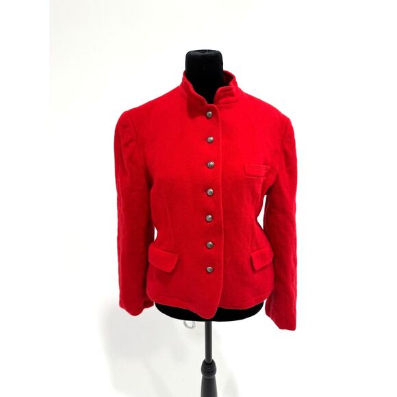 Source Unknown Jackets & Blazers - vintage red wool mandarin collar blazer w/ silver buttons